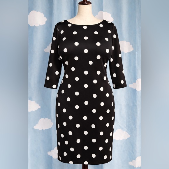 Worthington Dresses & Skirts - Polka dot whimsical scuba midi dress. Hits in the right spots. 14